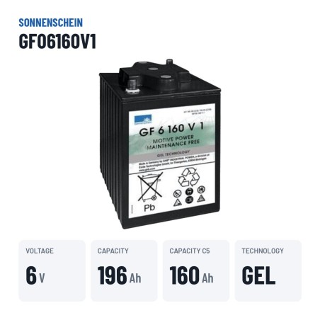 Traktionsbatterie Sonnenschein GF06160V1 6V 196Ah GEL – wichtigste Daten
