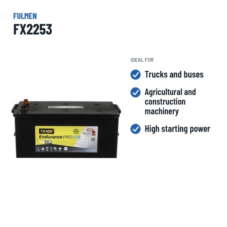 LKW-Batterie Fulmen FX2253 12V 225Ah 1150A EFB – empfohlene Einsatzbereiche