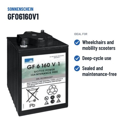 Traction battery Sonnenschein GF06160V1 6V 196Ah GEL | baterias.com