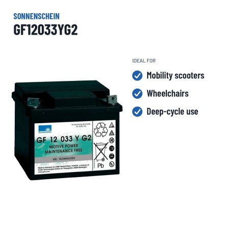 Deep-cycle battery Sonnenschein GF12033YG2 12V 38Ah GEL – recommended uses