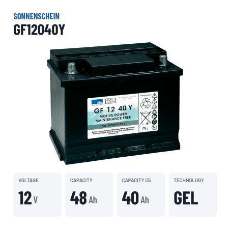 Bateria cíclica Sonnenschein GF12040Y 12V 48Ah GEL – dados principais