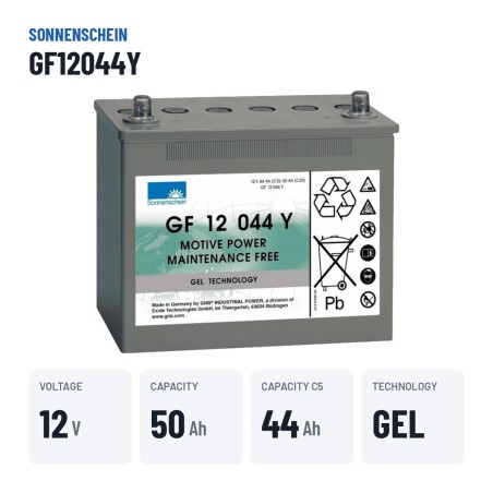 Batterie cyclique Sonnenschein GF12044Y 12V 50Ah GEL – caractéristiques clés