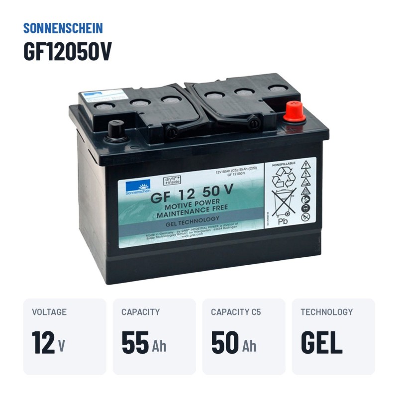 Batteria a trazione Sonnenschein GF12050V 12V 55Ah GEL – dati principali