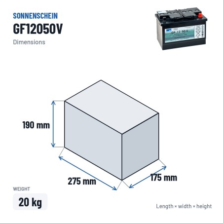 Batteria a trazione Sonnenschein GF12050V 12V 55Ah GEL – dimensioni 275 × 175 × 190 mm