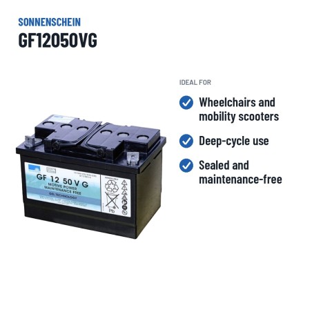 Traktionsbatterie Sonnenschein GF12050VG 12V 55Ah GEL – empfohlene Einsatzbereiche