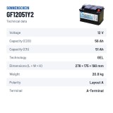 Batería cíclica Sonnenschein GF12051Y2 12V 56Ah GEL – ficha técnica