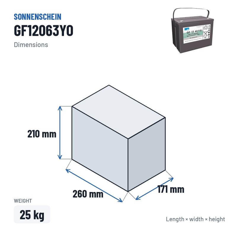 Batterie cyclique Sonnenschein GF12063YO 12V 70Ah GEL | baterias.com