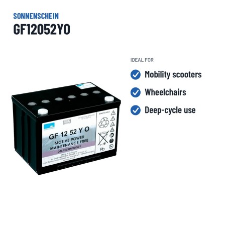 Batería cíclica Sonnenschein GF12052YO 12V 60Ah GEL – usos recomendados