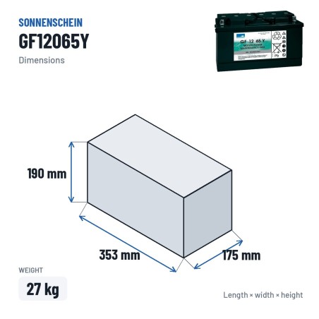 Deep-cycle battery Sonnenschein GF12065Y 12V 78Ah GEL – dimensions 353 × 175 × 190 mm