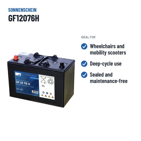 Traktionsbatterie Sonnenschein GF12076H 12V 86Ah GEL – empfohlene Einsatzbereiche