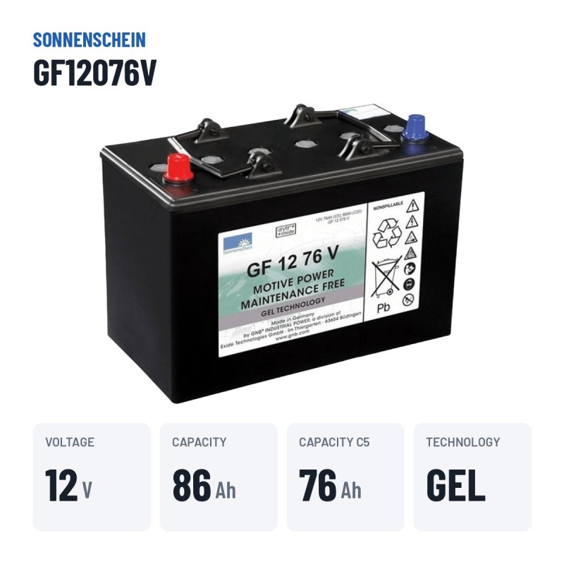 Batteria a trazione Sonnenschein GF12076V 12V 86Ah GEL – dati principali