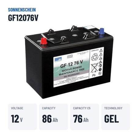 Batteria a trazione Sonnenschein GF12076V 12V 86Ah GEL – dati principali