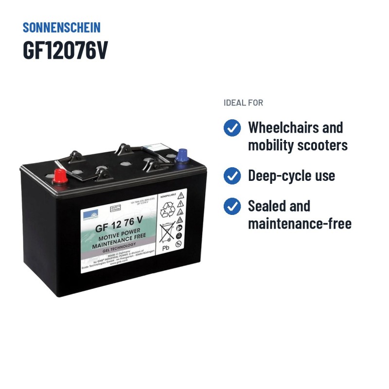 Batteria a trazione Sonnenschein GF12076V 12V 86Ah GEL – usi consigliati