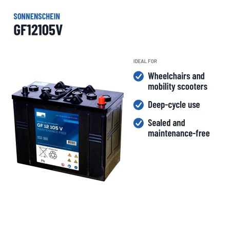 Traction battery Sonnenschein GF12105V 12V 120Ah GEL – recommended uses