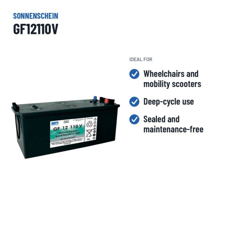 Traction battery Sonnenschein GF12110V 12V 120Ah GEL – recommended uses
