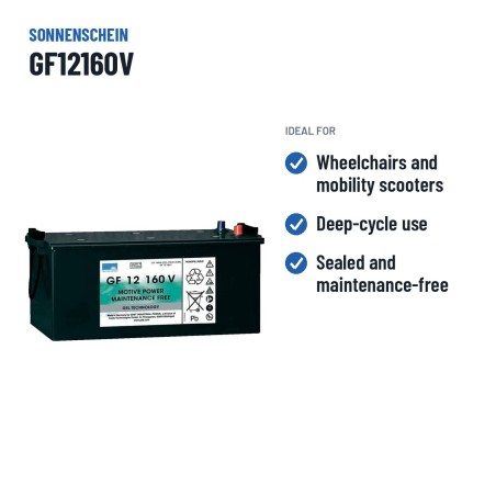 Batería de tracción Sonnenschein GF12160V 12V 196Ah GEL – usos recomendados
