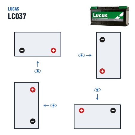 Batería de coche Lucas LC037 12V 36Ah 300A – polaridad (esquema 0, + derecha)