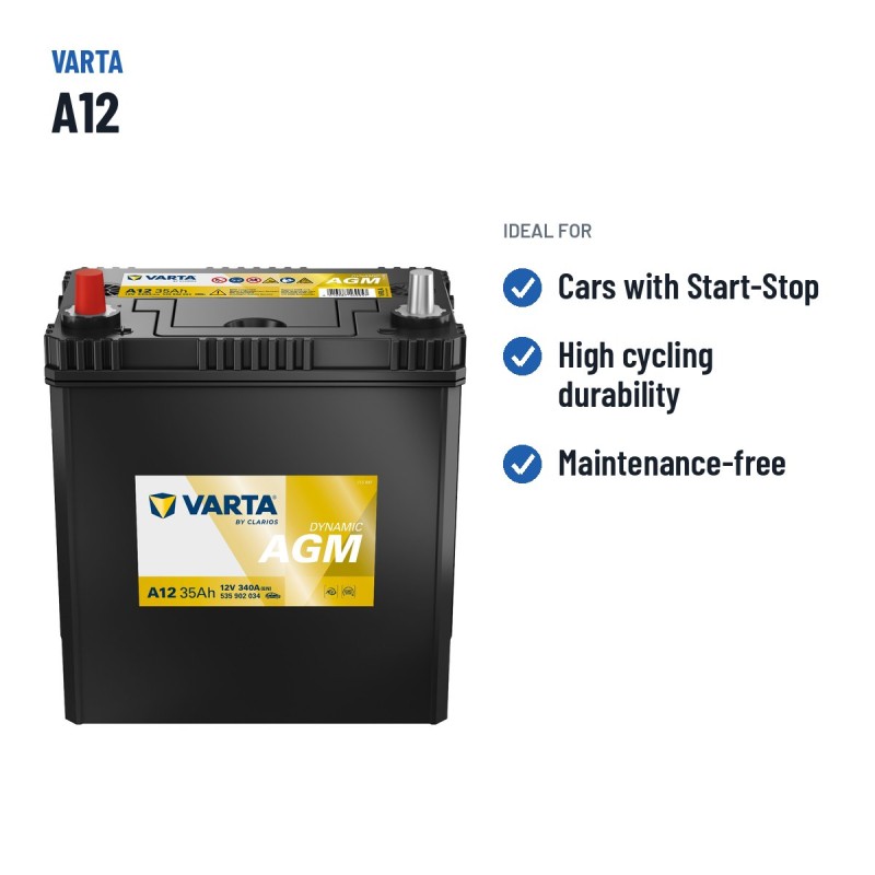 Batteria auto Varta A12 12V 35Ah 340A – usi consigliati