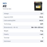 Batteria auto Varta A12 12V 35Ah 340A – scheda tecnica