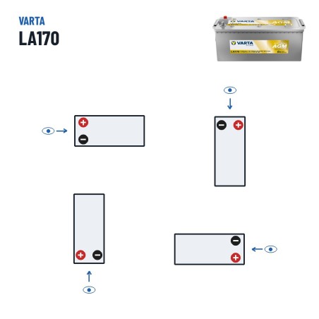 Marine battery Varta LA170 12V 170Ah 1000A AGM – polarity (layout 3)