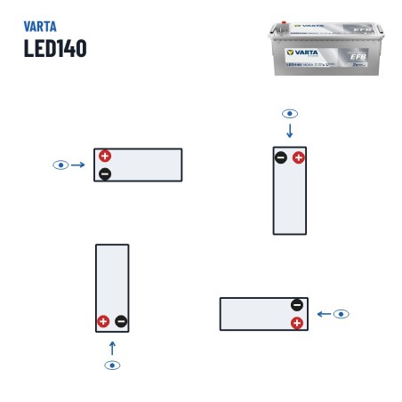 Marine battery Varta LED140 12V 140Ah 800A EFB – polarity (layout 3)