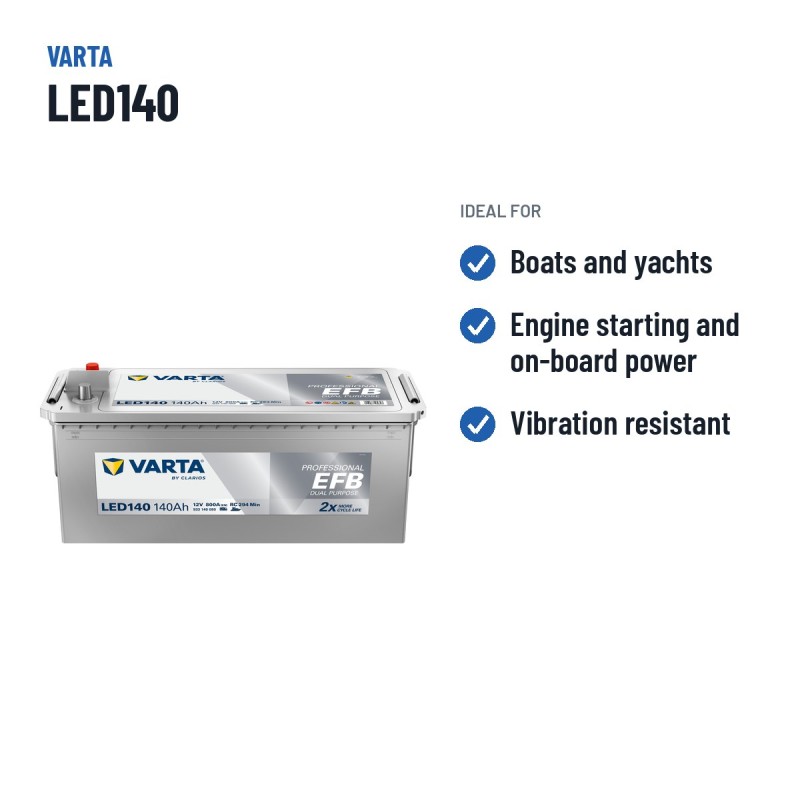 Marine battery Varta LED140 12V 140Ah 800A EFB – recommended uses