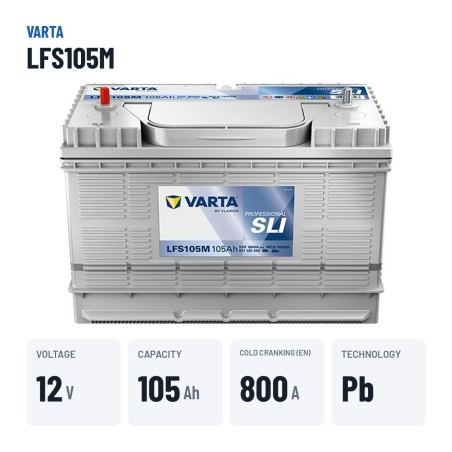Bateria náutica Varta LFS105M 12V 105Ah 800A – dados principais
