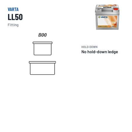 Batteria nautica Varta LL50 12.8V 50Ah Li-Ion – terminali e fissaggio