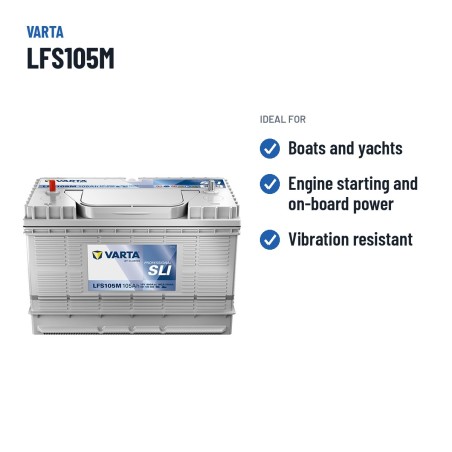 Bateria náutica Varta LFS105M 12V 105Ah 800A – utilizações recomendadas