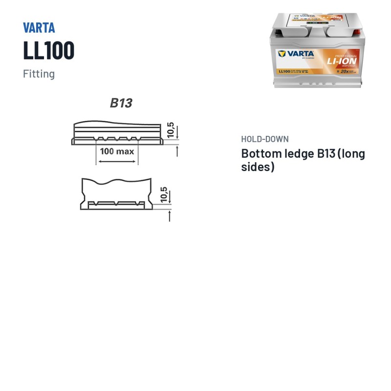 Batterie marine Varta LL100 12.8V 100Ah Li-Ion – bornes et fixation