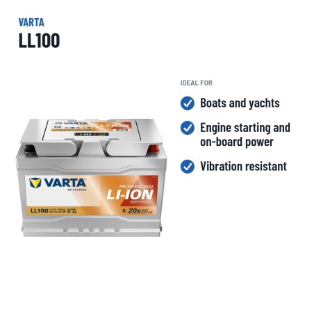 Batterie marine Varta LL100 12.8V 100Ah Li-Ion – utilisations recommandées