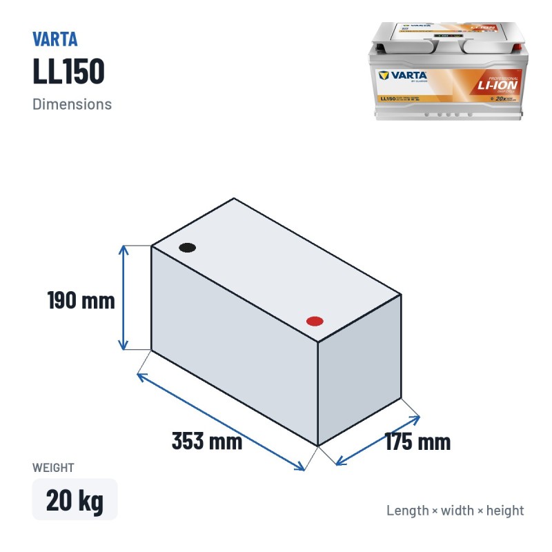 Marine battery Varta LL150 12.8V 150Ah Li-Ion | baterias.com