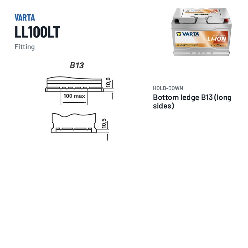 Batterie marine Varta LL100LT 12.8V 100Ah Li-Ion – bornes et fixation