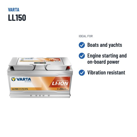 Batería náutica Varta LL150 12.8V 150Ah Li-Ion – usos recomendados