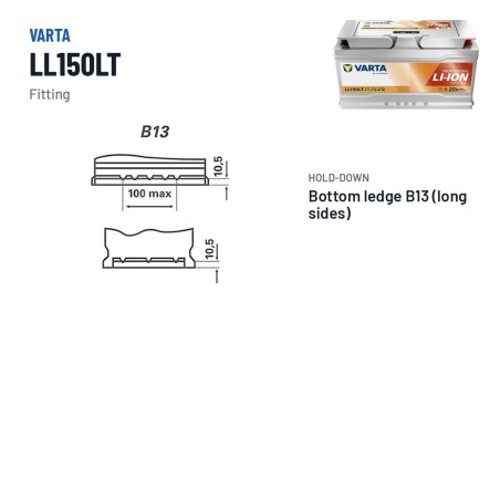 Batteria nautica Varta LL150LT 12.8V 150Ah Li-Ion | baterias.com