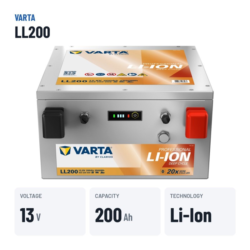 Bootsbatterie Varta LL200 12.8V 200Ah Li-Ion – wichtigste Daten