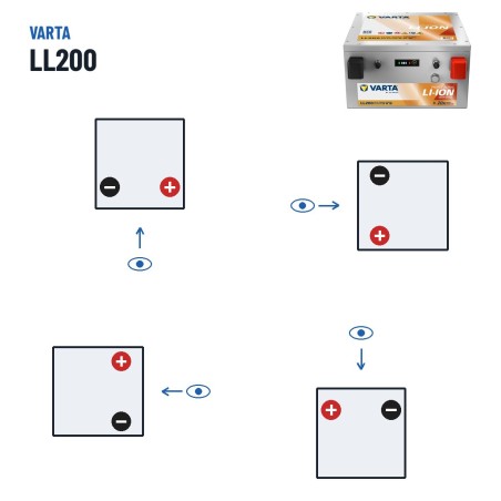 Bootsbatterie Varta LL200 12.8V 200Ah Li-Ion – Polarität (Schaltung 0, + rechts)