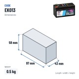 Car battery Exide EK013 12V 1.2Ah 18A AGM – dimensions 97 × 43 × 58 mm