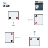 Batterie Start-Stop Exide EK500 12V 50Ah 570A AGM – polarité (schéma 0, + à droite)