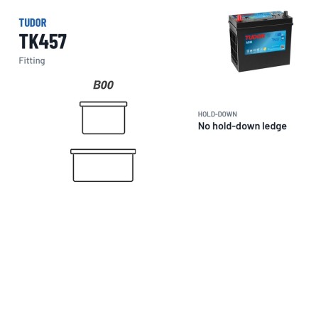 Batería auxiliar Tudor TK457 12V 45Ah 380A AGM – borne y sujeción