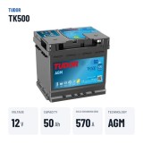 Bateria Start-Stop Tudor TK500 12V 50Ah 570A AGM – dados principais