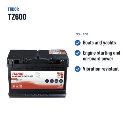 Batteria nautica Tudor TZ600 12V 70Ah 760A EFB – usi consigliati