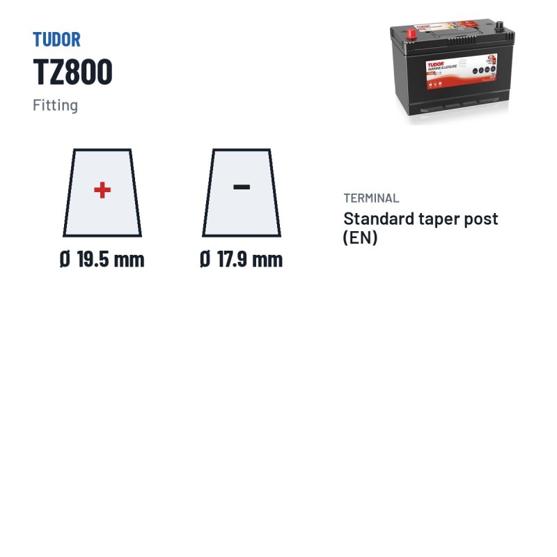 Bootsbatterie Tudor TZ800 12V 95Ah 800A EFB – Pole und Befestigung