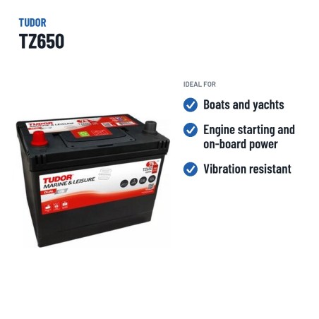 Batteria nautica Tudor TZ650 12V 75Ah 750A EFB – usi consigliati