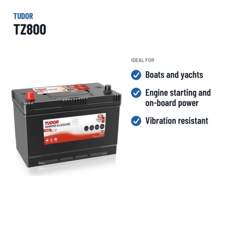 Batería náutica Tudor TZ800 12V 95Ah 800A EFB – usos recomendados
