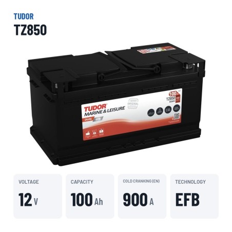 Batteria nautica Tudor TZ850 12V 100Ah 900A EFB – dati principali
