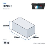 Batteria camion Exide ED2103T 12V 210Ah 800A GEL – dimensioni 518 × 274 × 240 mm
