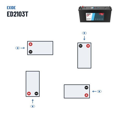 LKW-Batterie Exide ED2103T 12V 210Ah 800A GEL – Polarität (Schaltung 3)