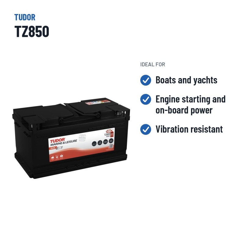 Batteria nautica Tudor TZ850 12V 100Ah 900A EFB – usi consigliati