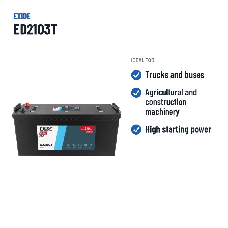 Batteria camion Exide ED2103T 12V 210Ah 800A GEL – usi consigliati